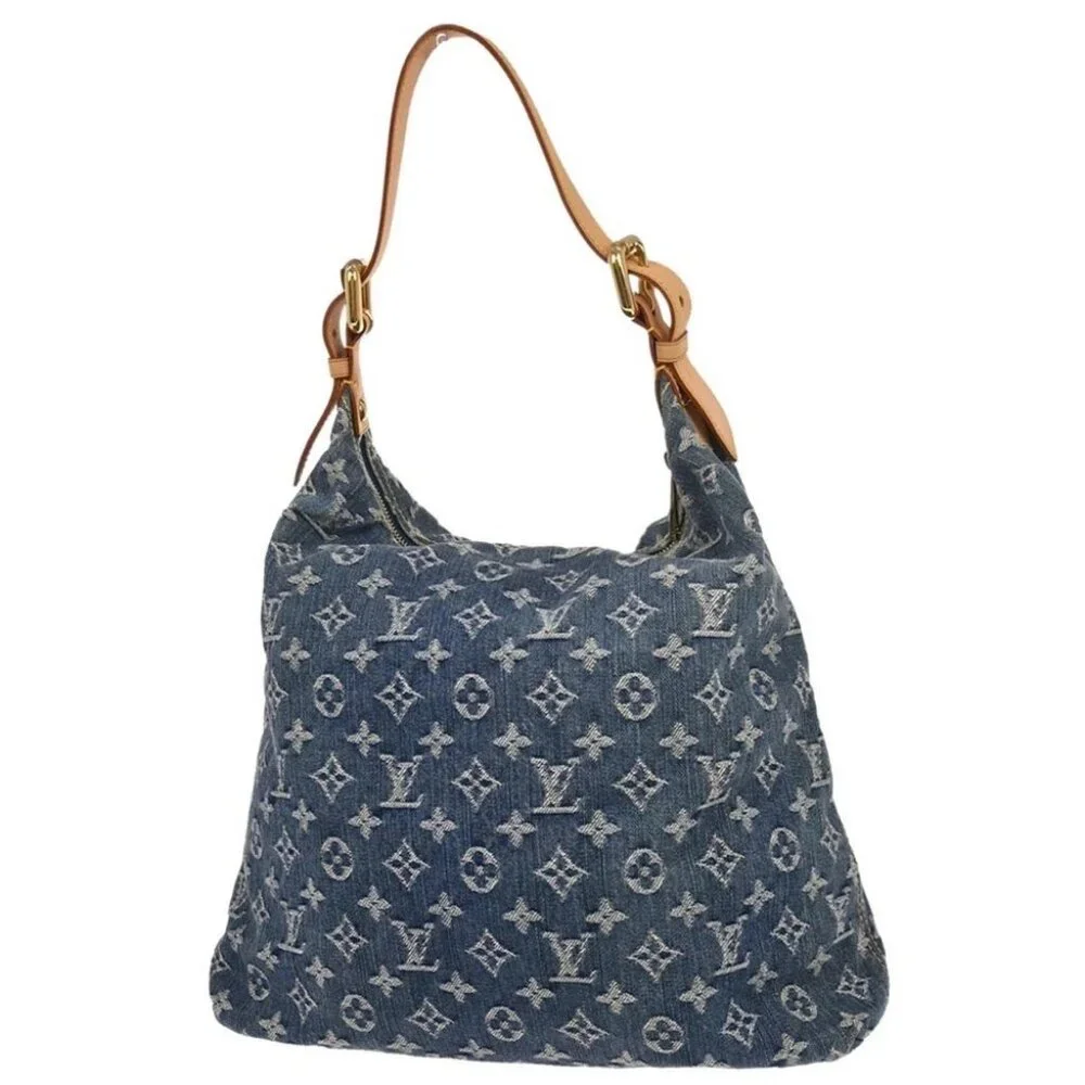 Louis Vuitton Blue Monogram Denim Baggy GM Hobo Shoulder Bag M95048 FL095 136291 - Picture 2 of 10